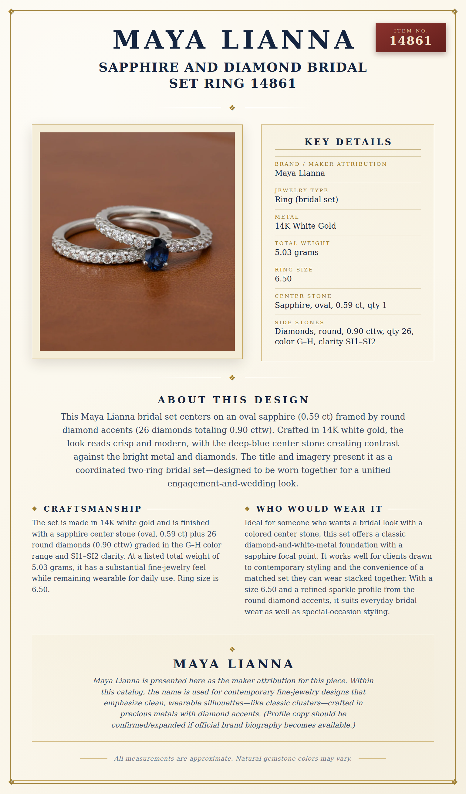 Maya Lianna Sapphire and Diamond Bridal Set Ring 14861 — anatomy card